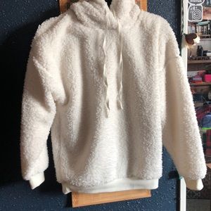 Fuzzy oversized white hoodie
